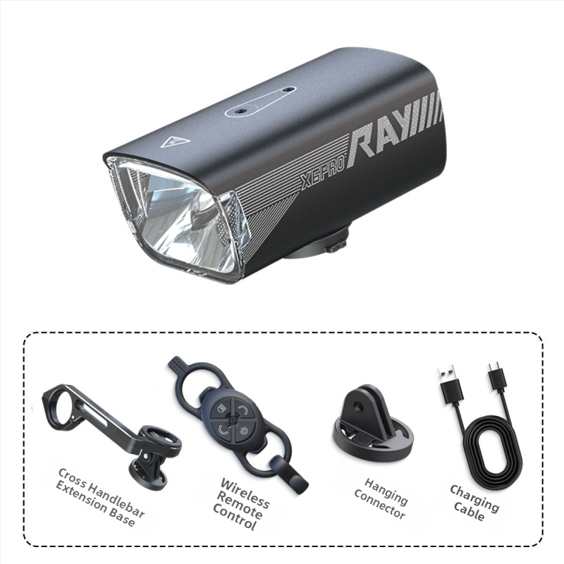 Velosipēdu priekšējais lukturis 1800 lm, karājama uzstādīšana, bezvadu tālvadība, antiatspīdīgs, ūdensizturīgs