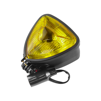 Motorkerékpár fényszóró, fémből készült háromszög alakú előfény, modell JH333, 12V, 35W, levehető lámpatakaró