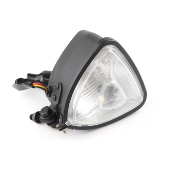 Motorkerékpár fényszóró, fémből készült háromszög alakú előfény, modell JH333, 12V, 35W, levehető lámpatakaró