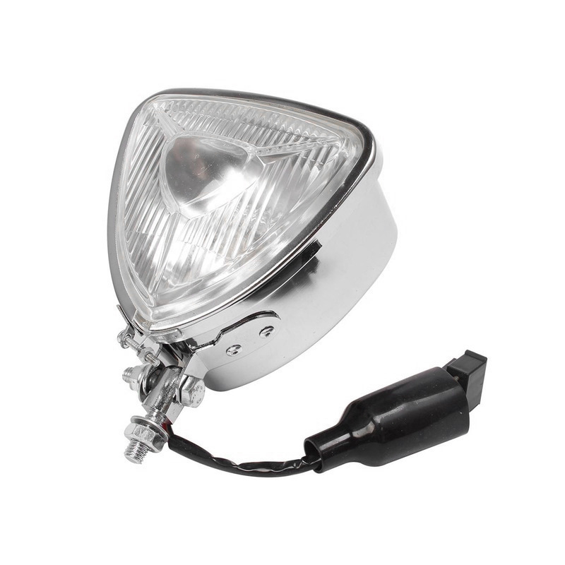 Motorkerékpár fényszóró, fémből készült háromszög alakú előfény, modell JH333, 12V, 35W, levehető lámpatakaró