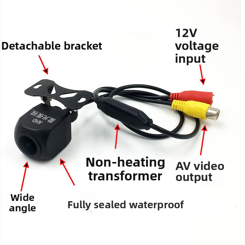 AHD Starlight tagurpidi parkimiskaamera 12V sõidukitele, 720P, reguleeritav üles-alla nurk, AV-signaal