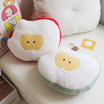Plišani lik u obliku jabuke s ugrizom, crtani stil, jastuk za kauč, krevetu i automobil, podrška za struk.