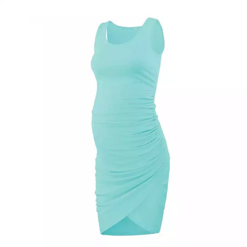 Grūtnieču kleita ar apaļu kaklu, bez piedurknēm, poliesters, midi garums