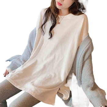 Τοπ εγκυμοσύνης με φλίς εσωτερικά, μακριά μανίκια, χαλαρή εφαρμογή, στρογγυλό λαιμό, βαμβάκι-πολυεστέρα μίγμα.