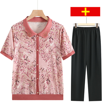 Ženski ljetni top od ice silk, kratki rukavi, polo ovratnik, širokog kroja, za žene velikih veličina