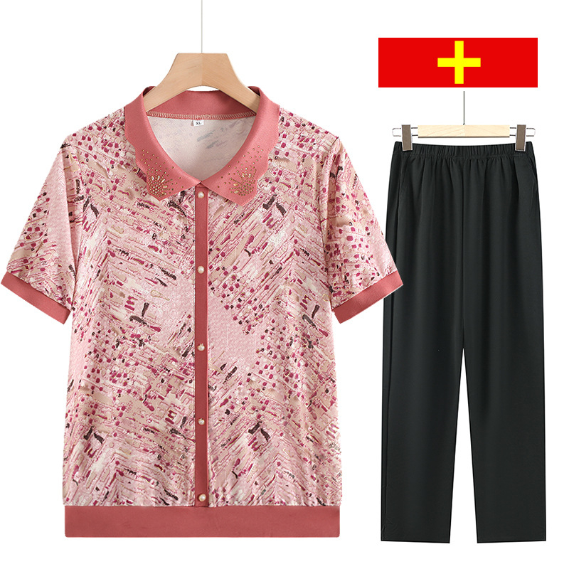 Ženski ljetni top od ice silk, kratki rukavi, polo ovratnik, širokog kroja, za žene velikih veličina