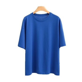 Ženski jednobojni T-shirt s okruglim izrezom, kratki rukav, pamuk, lagan kroj, pastelna boja, proljeće-ljeto 2025