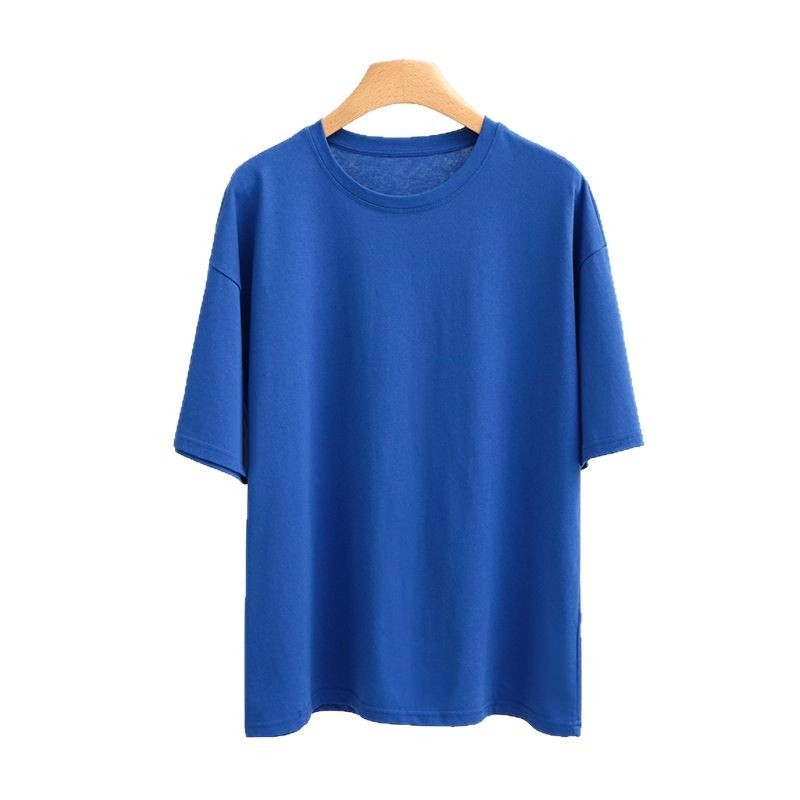 Ženski jednobojni T-shirt s okruglim izrezom, kratki rukav, pamuk, lagan kroj, pastelna boja, proljeće-ljeto 2025