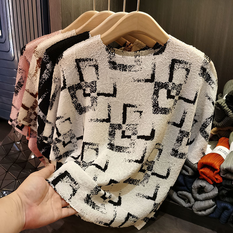 Ženski T-shirt s bat-stilom rukava, poliester, okrugli izrez, slobodan kroj, ljeto 2025