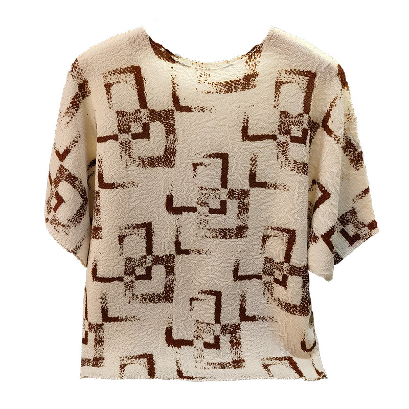 Ženski T-shirt s bat-stilom rukava, poliester, okrugli izrez, slobodan kroj, ljeto 2025