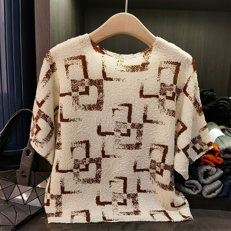 Ženski T-shirt s bat-stilom rukava, poliester, okrugli izrez, slobodan kroj, ljeto 2025