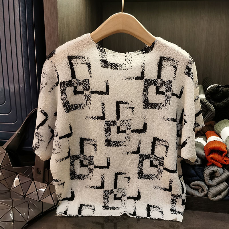 Ženski T-shirt s bat-stilom rukava, poliester, okrugli izrez, slobodan kroj, ljeto 2025