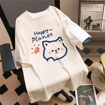 Ženska ležerna majica kratkih rukava s okruglim izrezom, print anime cartoon, materijal Milk silk s poliesterskom smesom