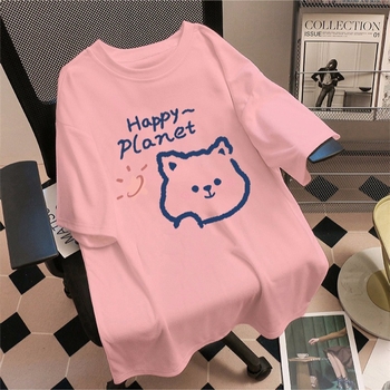 Ženska ležerna majica kratkih rukava s okruglim izrezom, print anime cartoon, materijal Milk silk s poliesterskom smesom