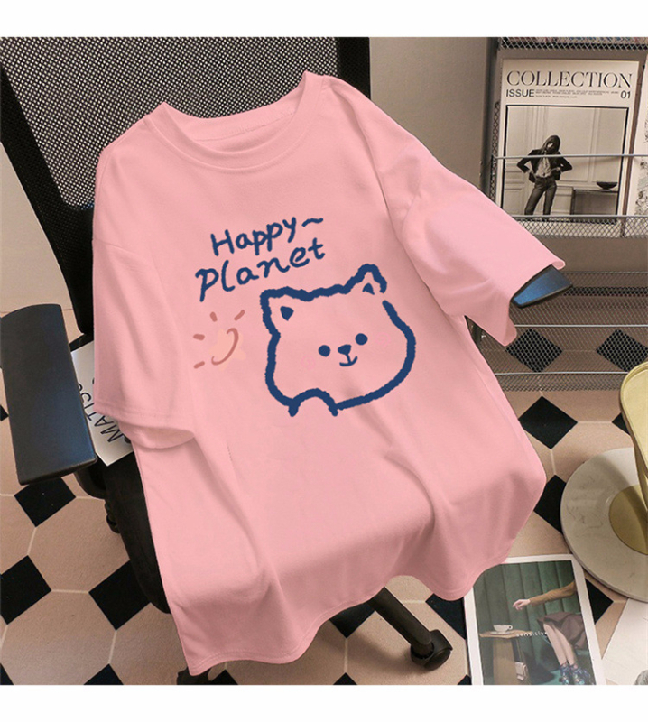 Ženska ležerna majica kratkih rukava s okruglim izrezom, print anime cartoon, materijal Milk silk s poliesterskom smesom