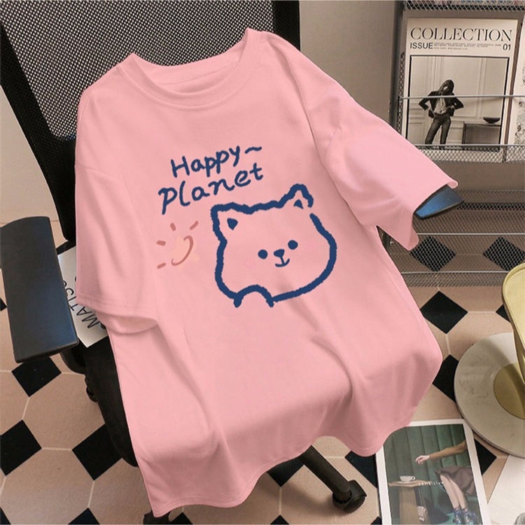 Ženska ležerna majica kratkih rukava s okruglim izrezom, print anime cartoon, materijal Milk silk s poliesterskom smesom