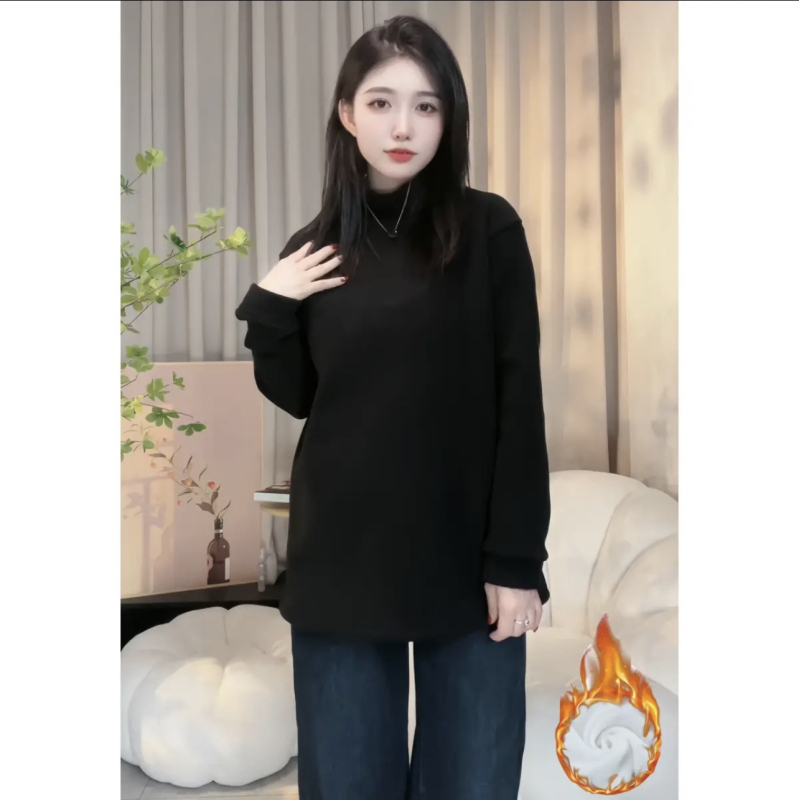 Grūtniecības top ar flises pamušalu, garās piedurknes, stāvošā apkakle, vidējā garuma 65–80 cm, De Velvet audums, 50–70% regenerētas celulozes šķiedras, <30% akrila šķiedras