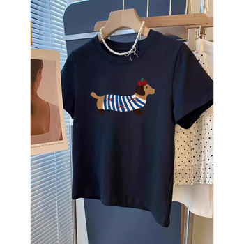 Pamučna ženska majica, slobodan kroj, kratki rukavi, okrugli izrez, print životinja (ljeto 2025)