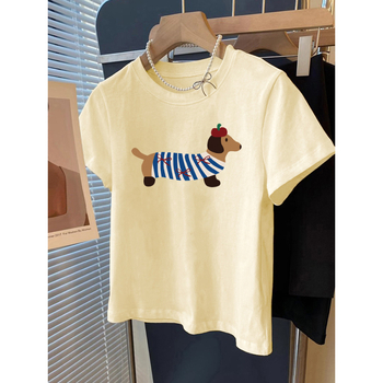 Pamučna ženska majica, slobodan kroj, kratki rukavi, okrugli izrez, print životinja (ljeto 2025)