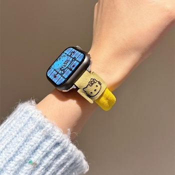 Remienok pre Apple Watch - nylon, mačací dizajn, 10 g, kompatibilný s Apple Watch, prispôsobiteľné rozmery rozhrania, zapínanie: kruh bez spony