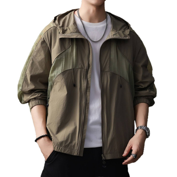 Висококачествено планинско яке с качулка за слънцезащита, лятно, тънка и бързосъхнеща материя, найлонова основна тъкан, странични джобове, цип