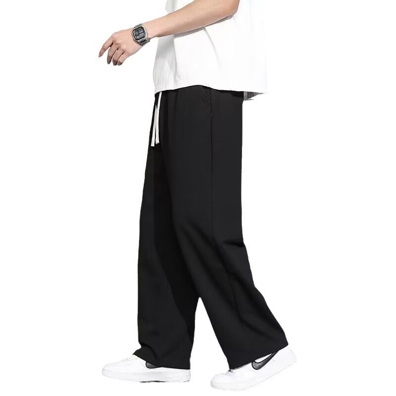 Muške hlače u japanskom stilu, jednobojne, s fleece unutrašnjosti, zimi, opuštena kroja, ravne nogavice
