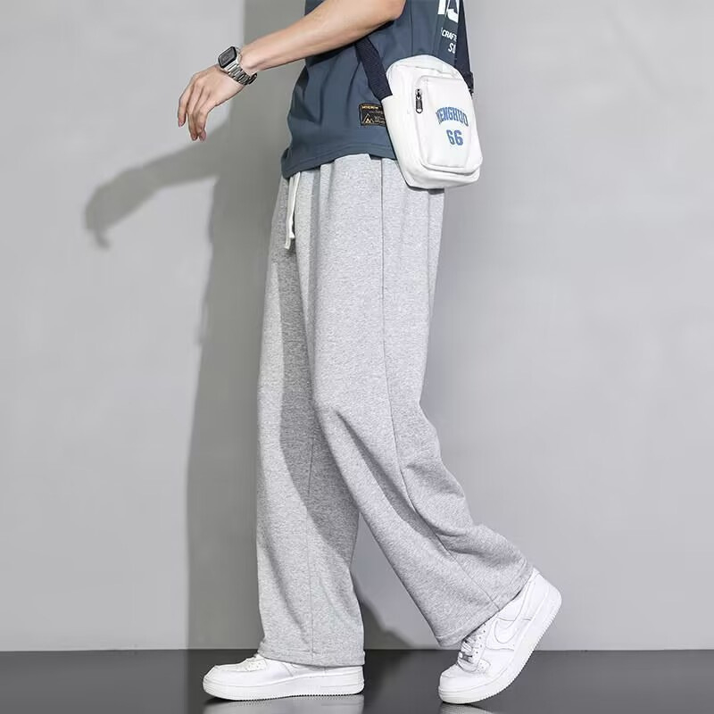 Muške hlače u japanskom stilu, jednobojne, s fleece unutrašnjosti, zimi, opuštena kroja, ravne nogavice