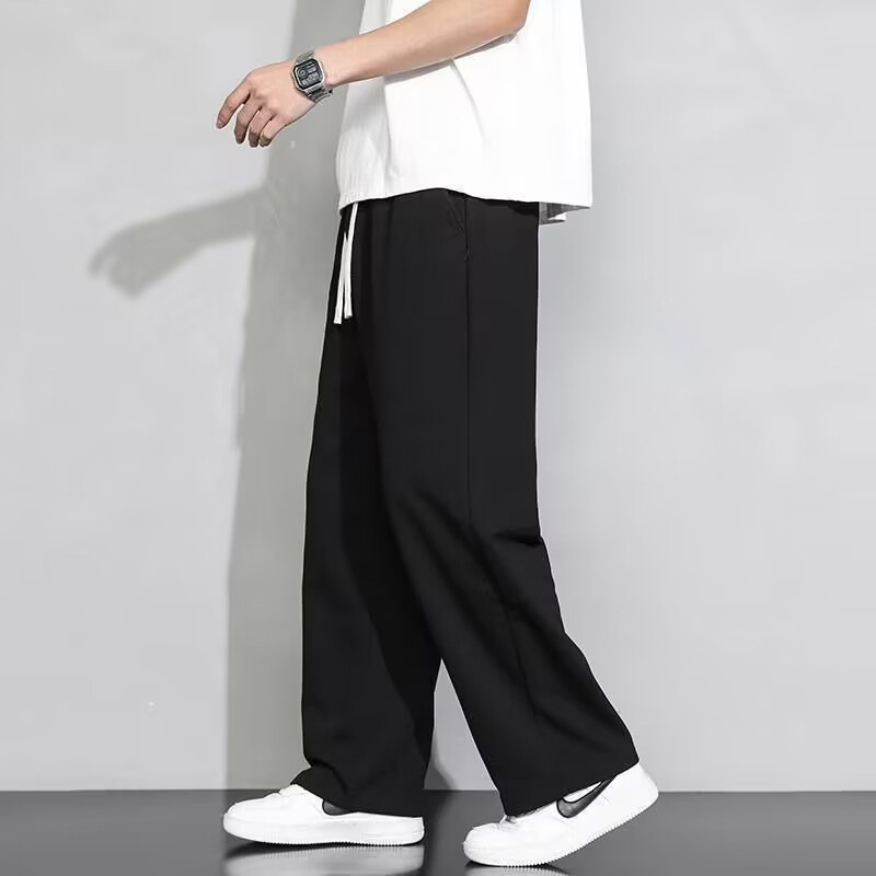 Muške hlače u japanskom stilu, jednobojne, s fleece unutrašnjosti, zimi, opuštena kroja, ravne nogavice