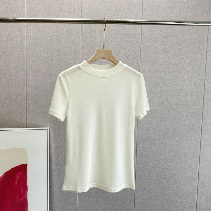 Majica kratkih rukava od Tencel Lyocell, okrugli izrez, jednobojna, 70–80% Lyocell, standardna duljina, ljeto 2024, japansko-korejski ležerni stil