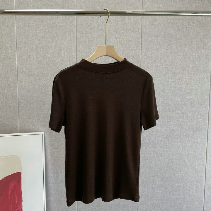 Majica kratkih rukava od Tencel Lyocell, okrugli izrez, jednobojna, 70–80% Lyocell, standardna duljina, ljeto 2024, japansko-korejski ležerni stil