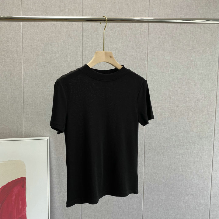 Majica kratkih rukava od Tencel Lyocell, okrugli izrez, jednobojna, 70–80% Lyocell, standardna duljina, ljeto 2024, japansko-korejski ležerni stil