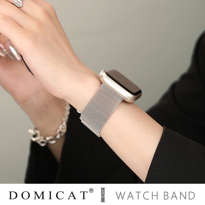 Apple Watchi Milanese roostevabast terasest magnetkäevõru, magnetkinnitus, kohandatavad liidese suurused, kaal 30 g, turule jõudmine 2025