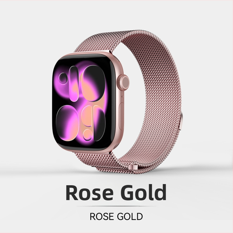 Apple Watchi Milanese roostevabast terasest magnetkäevõru, magnetkinnitus, kohandatavad liidese suurused, kaal 30 g, turule jõudmine 2025