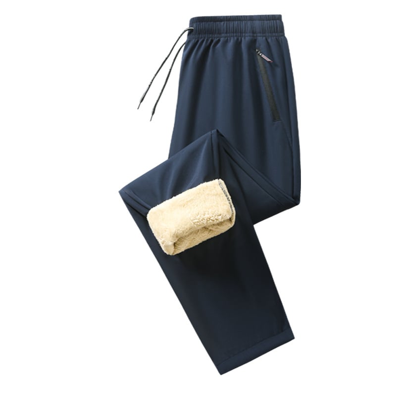 Meeste talve püksid fleece-voodriga, vaba lõige, keskmine talje, polüester
