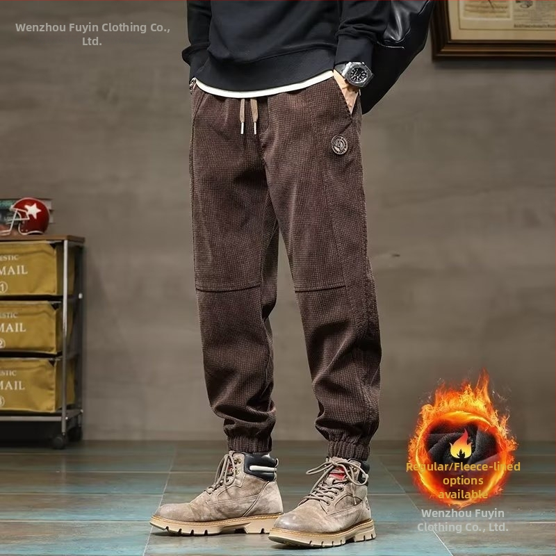 Meeste igapäevased spordpüksid rombimustriga, keskmine vöökoht, sirge lõige, mikroelastsus, Hongkongi stiil