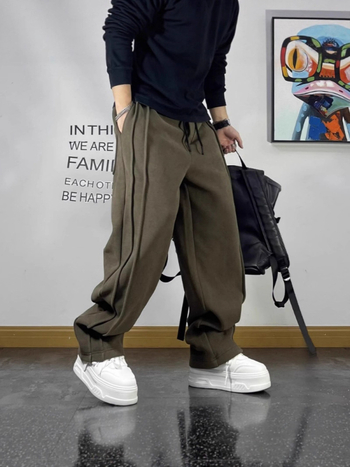Muške sportske hlače s retro patchworkom, pletene, ravni kroj, casual hlače, plus veličina