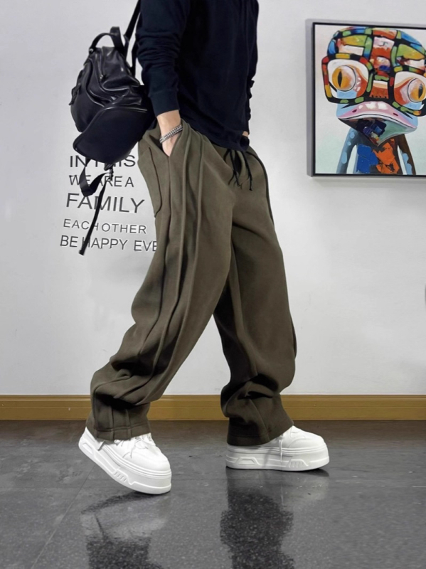 Muške sportske hlače s retro patchworkom, pletene, ravni kroj, casual hlače, plus veličina