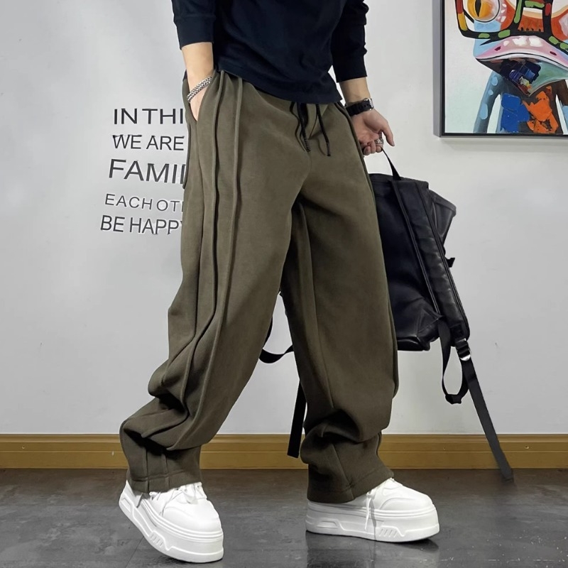 Muške sportske hlače s retro patchworkom, pletene, ravni kroj, casual hlače, plus veličina