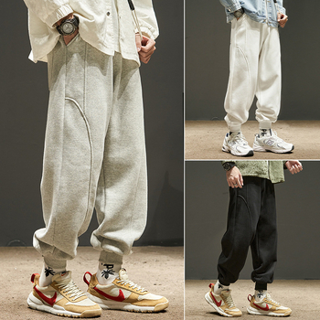 Muške trenirke Velveteen s fleš podstavom, slim fit, srednji pojas, ravne nogavice, standardne debljine