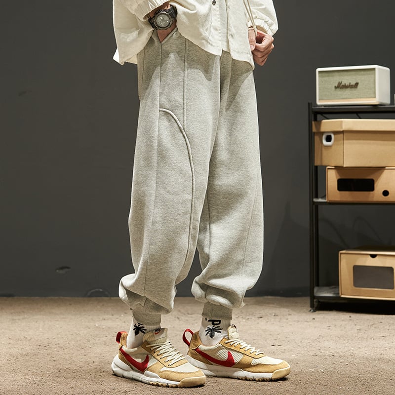 Muške trenirke Velveteen s fleš podstavom, slim fit, srednji pojas, ravne nogavice, standardne debljine