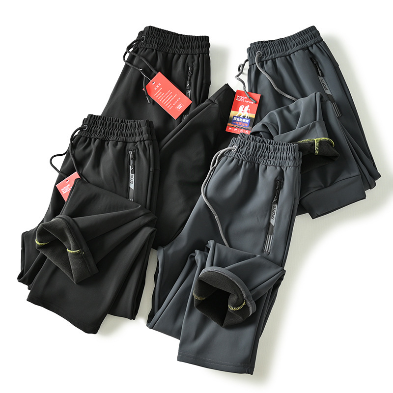 Ανδρικά χειμερινά παντελόνια soft shell με γραφένιο, αδιάβροχα, αντιανεμικά, με fleece επένδυση, ευθύγραμμη γραμμή