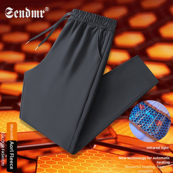 Meeste talvine fleece püksid, sirge lõikega, keskmise suurusega vöökoht, elastne vöökoht (fliis materjal; 79% nailon; 21% spandeks)