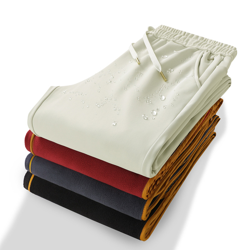 Meeste talvine fleece püksid, sirge lõikega, keskmise suurusega vöökoht, elastne vöökoht (fliis materjal; 79% nailon; 21% spandeks)