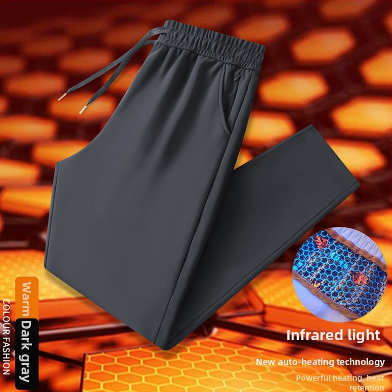 Meeste talvine fleece püksid, sirge lõikega, keskmise suurusega vöökoht, elastne vöökoht (fliis materjal; 79% nailon; 21% spandeks)