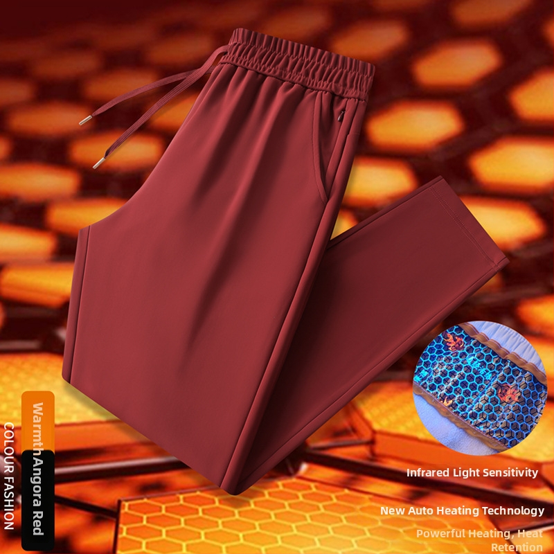 Meeste talvine fleece püksid, sirge lõikega, keskmise suurusega vöökoht, elastne vöökoht (fliis materjal; 79% nailon; 21% spandeks)