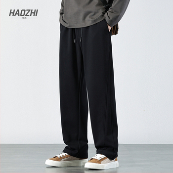 Meeste fleece-iga püksid elastse vööga, vaba lõikega, sirged jalad, 75% puuvill/25% polüester, sügis 2024