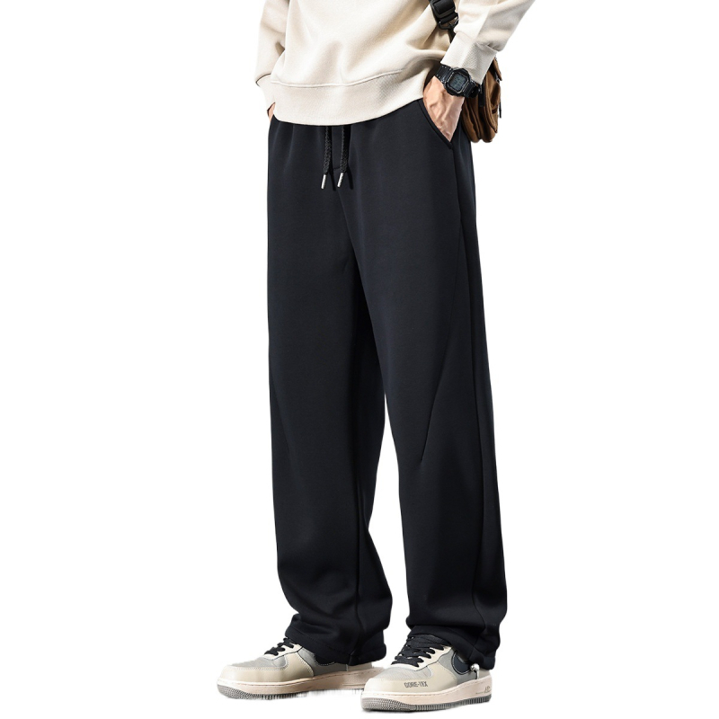 Muške trenirke s flis podstavom, elastična struka, ležeran kroj, ravne nogavice, 75% pamuk/25% poliester, jesen 2024