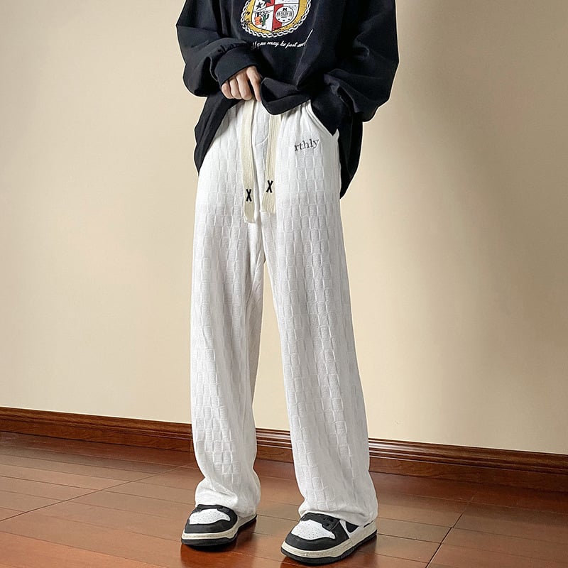 Muške corduroy hlače ravnog kroja — Kockasti uzorak, srednji pojas, fleece podstava, pamukasto-mješani materijal