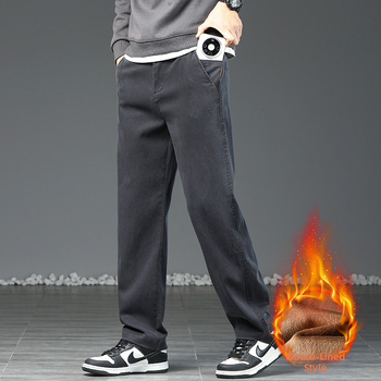 Vyrinės tiesaus kirpimo kelnės su fliso vidine apdaila iš Lyocell audinio | vidutinė juosmens linija, mikroelastingumas, žiema 2025