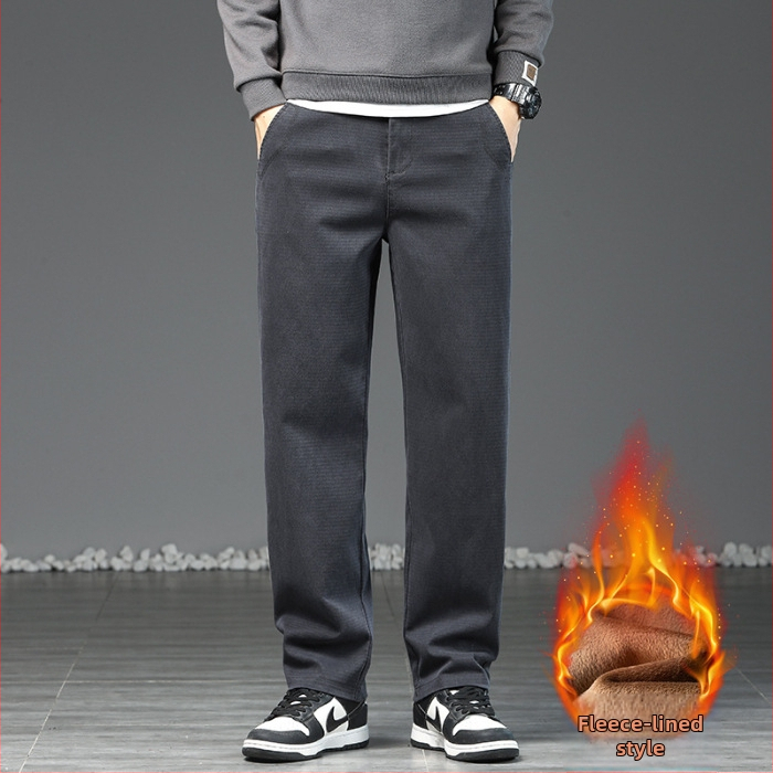 Vyrinės tiesaus kirpimo kelnės su fliso vidine apdaila iš Lyocell audinio | vidutinė juosmens linija, mikroelastingumas, žiema 2025